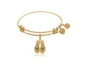 Expandable Bangle in Yellow Tone Brass with Enamel Flip Flop Charm Symbol