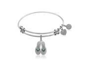 Expandable Bangle in White Tone Brass with Enamel Flip Flop Charm Symbol