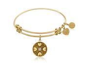 Expandable Bangle in Yellow Tone Brass with Pearl June Symbol