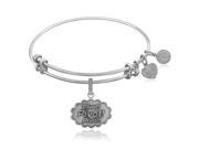 Expandable Bangle in White Tone Brass with Pivot Symbol