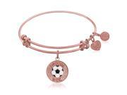Expandable Bangle in Pink Tone Brass with Soccer Mom Symbol