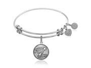 Expandable Bangle in White Tone Brass with Class Of 2017 Graduation Cap Symbol