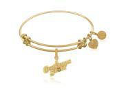 Expandable Bangle in Yellow Tone Brass with A Christmas Story Symbol