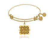 Expandable Bangle in Yellow Tone Brass with Phi Mu Symbol