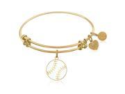 Expandable Bangle in Yellow Tone Brass with Baseball Symbol