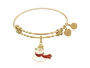 Expandable Bangle in Yellow Tone Brass with Frosty The Snowman Symbol