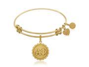 Expandable Bangle in Yellow Tone Brass with Alpha Phi Finish Charm Symbol