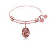 Expandable Bangle in Pink Tone Brass with U.S. Air Force Proud Mom Symbol