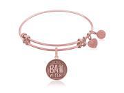Expandable Bangle in Pink Tone Brass with Good Witch Bad Witch Symbol