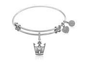 Expandable Bangle in White Tone Brass with Glinda Crown Symbol