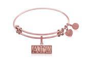Expandable Bangle in Pink Tone Brass with Alpha Gamma Delta Charm Symbol