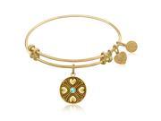 Expandable Bangle in Yellow Tone Brass with Aquamarine March Symbol