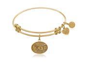Expandable Bangle in Yellow Tone Brass with Alpha Delta Pi Symbol