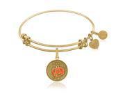 Expandable Bangle in Yellow Tone Brass with Trick Or Treat Pumpkin Symbol