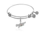 Expandable Bangle in White Tone Brass with A Christmas Story Symbol