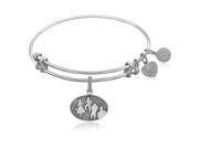 Expandable Bangle in White Tone Brass with Wizard of Oz Group Silhouette Symbol