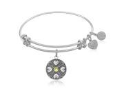 Expandable Bangle in White Tone Brass with Peridot August Symbol