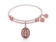 Expandable Bangle in Pink Tone Brass with U.S. Navy Proud Mom Symbol