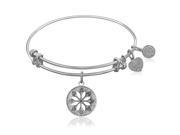 Expandable Bangle in White Tone Brass with Enamel Flower Symbol