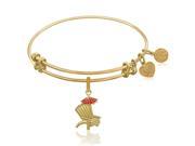Expandable Bangle in Yellow Tone Brass with Enamel Beach Chair Charm Symbol