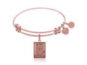 Expandable Bangle in Pink Tone Brass with U.S. Army Proud Daughter Symbol