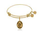 Expandable Bangle in Yellow Tone Brass with U.S. Air Force Proud Mom Symbol