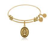 Expandable Bangle in Yellow Tone Brass with U.S. Navy Proud Mom Symbol