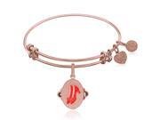Expandable Bangle in Pink Tone Brass with Ruby Slippers Symbol