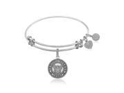 Expandable Bangle in White Tone Brass with U.S. Navy Proud Sister Symbol