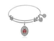 Expandable Bangle in White Tone Brass with Ladybug Love Luck Symbol