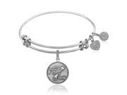 Expandable Bangle in White Tone Brass with Class Of 2015 Graduation Cap Symbol