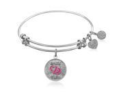 Expandable Bangle in White Tone Brass with Baby Girl Symbol
