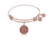 Expandable Bangle in Pink Tone Brass with Delta Gamma Symbol