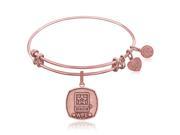 Expandable Bangle in Pink Tone Brass with U.S. Army Wife Symbol