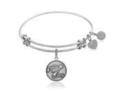 Expandable Bangle in White Tone Brass with Class Of 2018 Graduation Cap Symbol