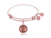 Expandable Bangle in Pink Tone Brass with U.S. Marine Corps Proud Daughter Symbol