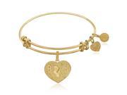 Expandable Bangle in Yellow Tone Brass with Betty Boop Love Symbol