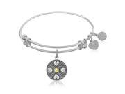 Expandable Bangle in White Tone Brass with Yellow Topaz November Symbol