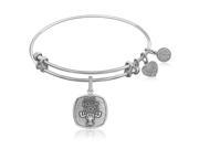 Expandable Bangle in White Tone Brass with Don t Hog The Nog Symbol