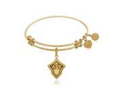 Expandable Bangle in Yellow Tone Brass with Alpha Sigma Tau Charm Symbol
