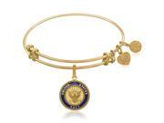 Expandable Bangle in Yellow Tone Brass with Enamel U.S. Navy Symbol