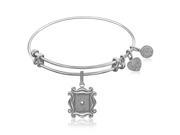 Expandable Bangle in White Tone Brass with Picture Frame Over The Peephole Symbol