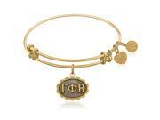Expandable Bangle in Yellow Tone Brass with Gamma Phi Beta Symbol
