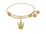 Expandable Bangle in Yellow Tone Brass with Glinda Crown Symbol