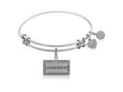 Expandable Bangle in White Tone Brass with Friends Logo Symbol