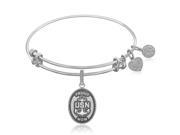 Expandable Bangle in White Tone Brass with U.S. Navy Proud Mom Symbol