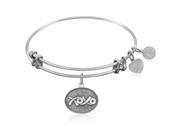 Expandable Bangle in White Tone Brass with XOXO Symbol
