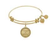 Expandable Bangle in Yellow Tone Brass with Maid Of Honor Symbol