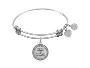 Expandable Bangle in White Tone Brass with Maid Of Honor Symbol