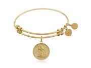 Expandable Bangle in Yellow Tone Brass with Dog Symbol